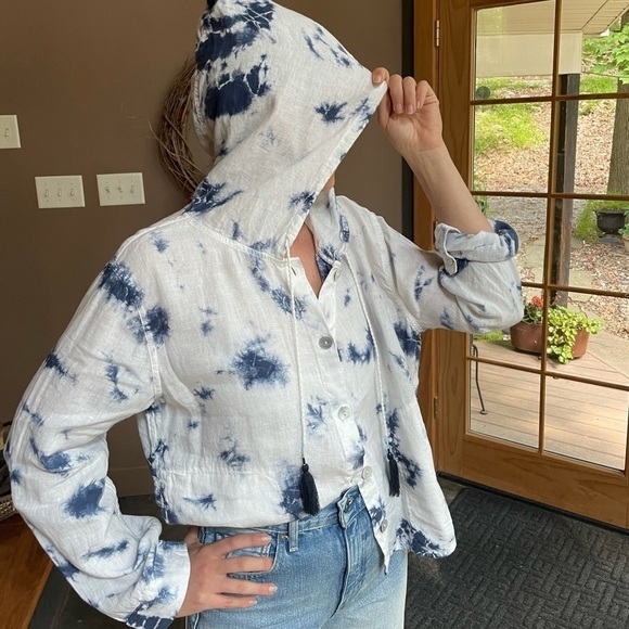 NWT Rachel Zoe Linen Tie Dye Oversized Top Small - Picture 3 of 11